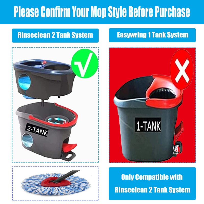 12 Packs Spin Mop Replacement Head, Only Fit for RinseClean