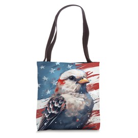 Patriotic Bird Lover American Flag Snow Bunting Tote Bag