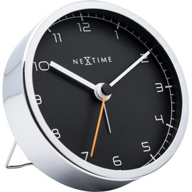 NexTime alarm clock, COMPANY ALARM very silent, black/metallic, ø 9 cm
