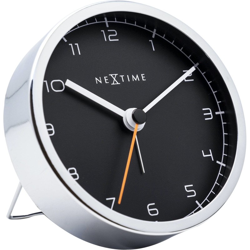 NexTime alarm clock, COMPANY ALARM very silent, black/metallic, ø 9