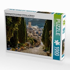 Calvendo 4059478889071 Cross Way to Calvary Mountain in Pollenca on Mallorca Photo Puzzle Picture of Müringer Christian, 1000 Pieces, White, lay size 64 x 48 cm