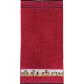 Erwin Müller Children's Hand Towel Terry Cloth Red Size 50 x 100 cm with Horse Motif on Border Soft Skin 100% Cotton