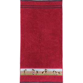 Erwin Müller Children's Hand Towel Terry Cloth Red Size 50 x 100 cm with Horse Motif on Border Soft Skin 100% Cotton