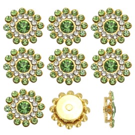 PATIKIL 50 Pcs Sew on Rhinestones, 14mm Flower Glass Rhinestones with Craft Gems Crystal Embellishments for Clothes Shoes Belt DIY Crafting Decoration, Light Green