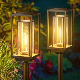 PUAIDA Solar Lights for Outdoor Garden, 2 Pack Modern Garden Solar Lights with Longer Working Time, Extremely Bright Solar Garden Lights, IP65 Waterproof Solar Garden Decoration for Balcony Patio