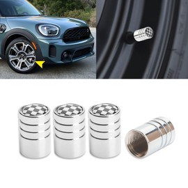 Xotic Tech Chrome Wheel Valve Stem Cap Cover Screw with Checkerboard Car Tire Wheel Stem Air Valve Caps, Compatible with Mini Cooper F55 F56 R50 R52 R53 R55 R56 R57 R58 R59 R60 R61, 4pcs