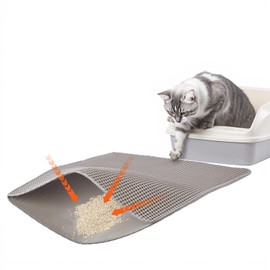 VEVOR Cat Litter Mat, 30 x 24 in, Double-Layer Litter Box Mat, Non-Slip & Urine-Proof Litter-Trapping Mats for Indoor Cats, Honeycomb Design, Soft on Paws, Washable Large Kitty Mats for Floor