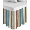 Rustic Striped Wrap Around Bed Skirt Queen Size Blue Beige