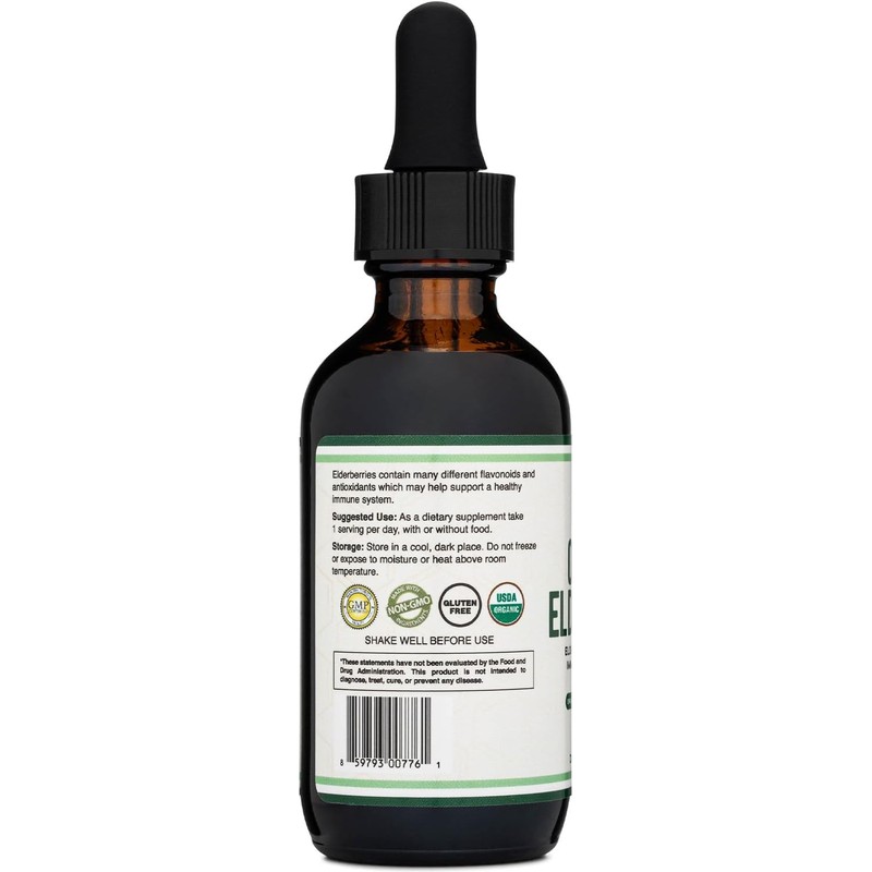 Organic Elderberry Liquid 2 Fl Oz (60 Servings) - Tincture