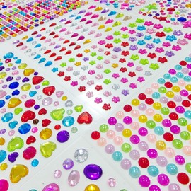 1596 Pcs Rhinestone Stickers,Colorful Sparkle Craft Supplies, Bright 3D Gems Stickers, Self-Adhesive Gemstone Stickers,Cute Gems Stickers for Beauty Embellishments,Handicrafts DIY,Household Goods DIY