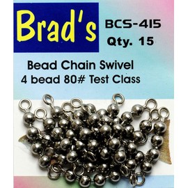 Brad's Killer Fishing Gear Chain Swivels-Pack of 15 (Black, 1/8-Inch 4 Bead) (BCS-415)