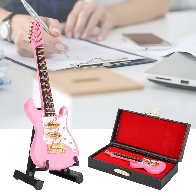 Guitar Decoration Miniature Ornaments Mini Musical Instrument Model Gift Pink