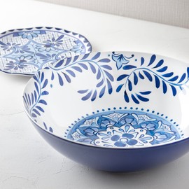 ABODE Homeware PNK5120TSBLC Cobalt Casita Salad Bowl, 9.4 inches (24 cm), Large, Large Capacity, Stylish Design, Dishware, Crack-resistant Plastic, Dishwasher Safe, BPA Free, Server Bowl
