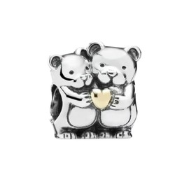 ARTCHARM Bears Love Charm Embrace Heart Beads 925 Sterling Silver with Gold Plated Beads fit European Women Bracelet, Gift for Birthday/Christmas/Friends/Mom/Lover