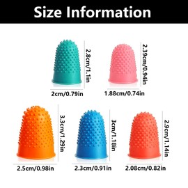 5 Pcs Rubber Finger Thimbles, 5 Different Sizes Colors Rubber Thimbles, Reusable Rubber Finger Tips, for Money Counting, Writing, Sorting Task to Protect Finger Tip and Gripping Aid