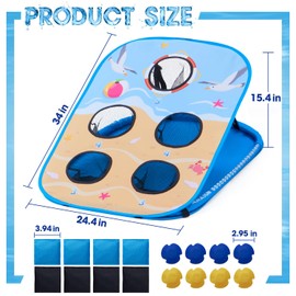 Pool Cornhole Board Set, Corn Hole Games Floating for Adults, 3ft x 2ft Cornhole Set Game Water and Land Dual-Use, Swimming Pool Toys for Family, Portable Beach/Lawn/Lake Toys