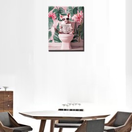 Tucocoo Paint by Numbers for Adults and Beginners, DIY Oil Painting Kits on Canvas with Brushes and Acrylic Pigment, Animal on Toilet, Palm Leaf Picture for Home Decoration, 40 x 50 cm (Frameless)