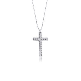 Theosebia's Cross -Lykia 18K Gold Plated 925 Sterling Silver Cross | Crucifix | Dainty Protection Necklace | Jewelry | Pendant | Choker for Women | Teens | Comes with Beautiful Gift Box - Theosebia's Cross (White)