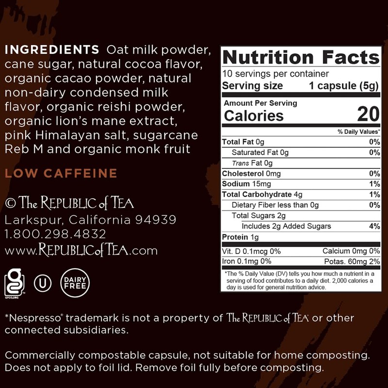 The Republic of Tea – Cocoa Shroom Latte Capsule-Compatible Recyclable