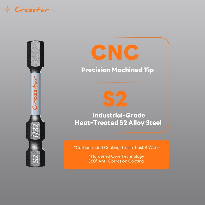 Crosstar 2-Inch Compact Hex Bit Set 20PCS (Metric & SAE)