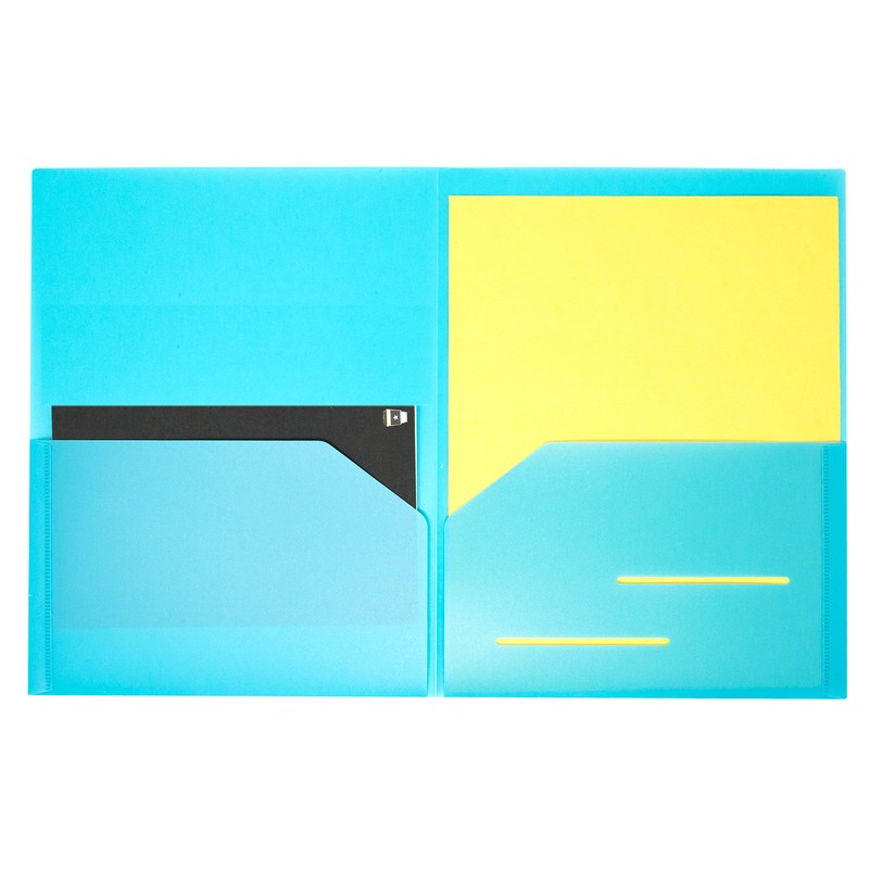 Youngever 6 Pack Heavy Duty Plastic Two Pocket Folders, Rainbow
