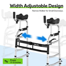 Delog Folding Walker for Senior - Platform Walker with 5’’ Wheels and Removable Padded Armrests 350lbs, Lightweight Walking Mobility Aid, Standard Walker for Elderly (Black)