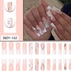 Press on Nails Medium Pink and White Flower False Nails