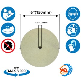 WA 6" x3/4" Wool Buffing Wheel, Compressed Fine Wool Felt, 1/2" Arbor, Polishing Buffing Wool Wheel for Bench Grinder, Jewelry/Metal/Stainless Steels Polishing and Burnishing, 6" x3/4" x1/2"