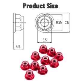 Pack of 10 Self-Locking Hex Nuts Red M3 Nut CNC Aluminium Flange Nylon Locking Nut Self-Locking Metal Nuts Dark Red