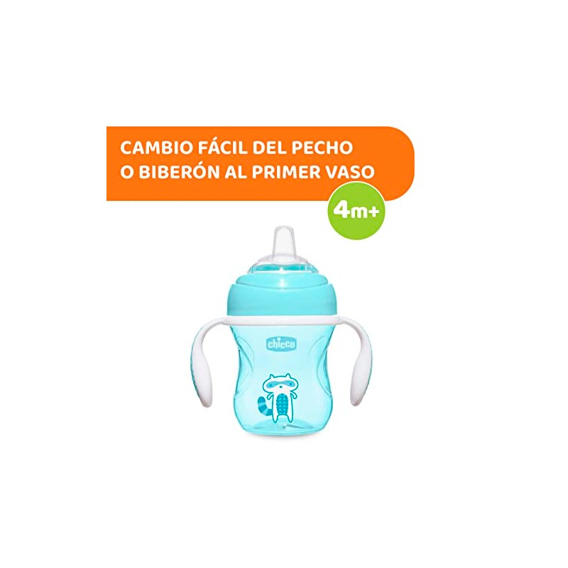 CHICCO, Vaso de Transición con Doble Vávula, 4m+, Color Azul