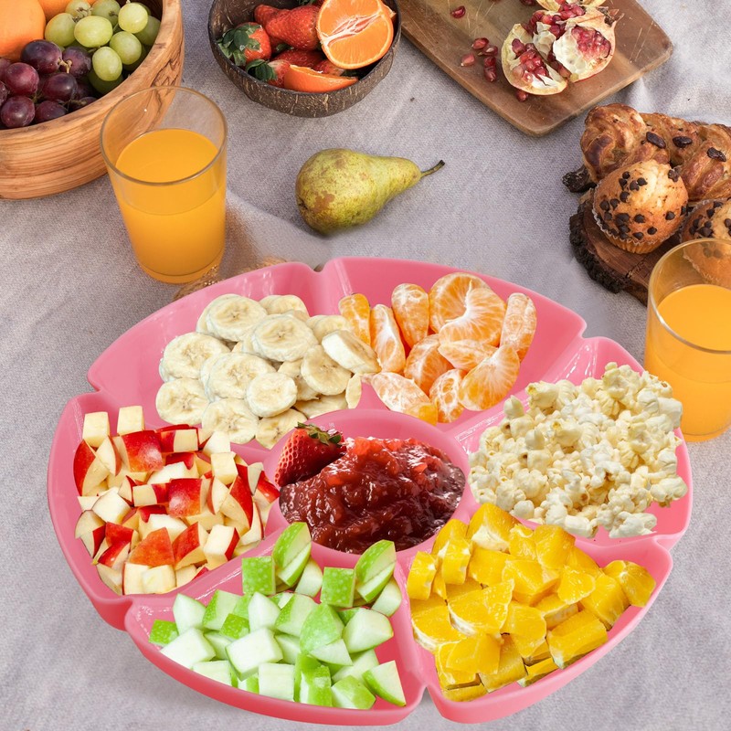 LIANGYUNZE 3 Pcs Sectional Round Plastic Serving Tray Platters 11inch