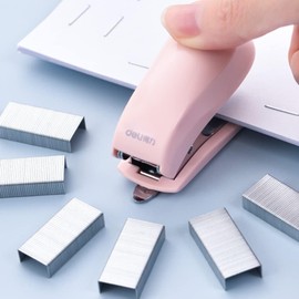 Pink Mini Stapler Hand Stapler with Staple Remover and 1 Box Staples,Cute Stationery for Students and Office Use Desk Staplers