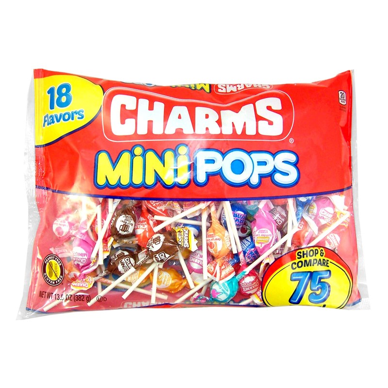 Charms Minipops 18 Assorted Flavor Candy Lollipop Suckers, 75 Count