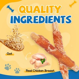 gazeupon Dog Treats, Chicken Wrapped Oat Biscuits Stick, Dog Chews for Training w/Glucosamine Chondroitin, Rawhide Free