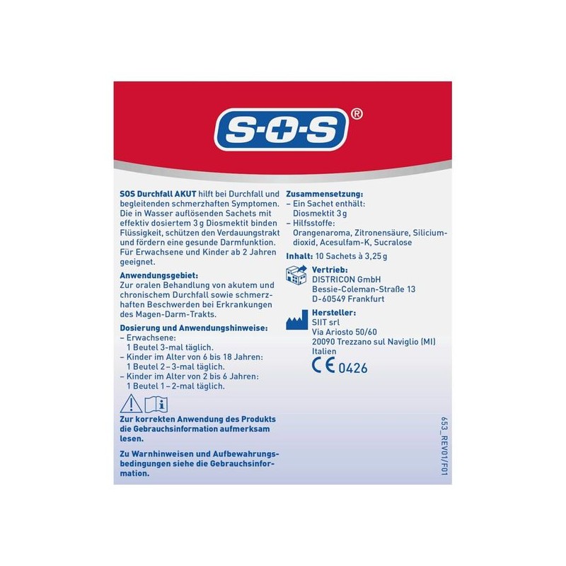 SOS 급성 Durchfall 경감 10개입 SOS Acute Diarrhea Relief 10