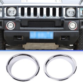 Qiosreui Front Fog Light Lamp Cover Ring for Hummer H2 2003-2009 Accessories, Fog Lamp Trim Frame Molding Protector, Front Bumper Fog Light Ring Bezels Covers Trim, ABS (Chrome)