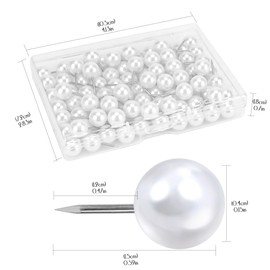 SHIDOW Pearl Push Pins, Round Head Push Pins, Plastic Pushpins with Steel Points, for Map, Bulletin, Board Cork Board, Fabric, Marking (100Pcs)