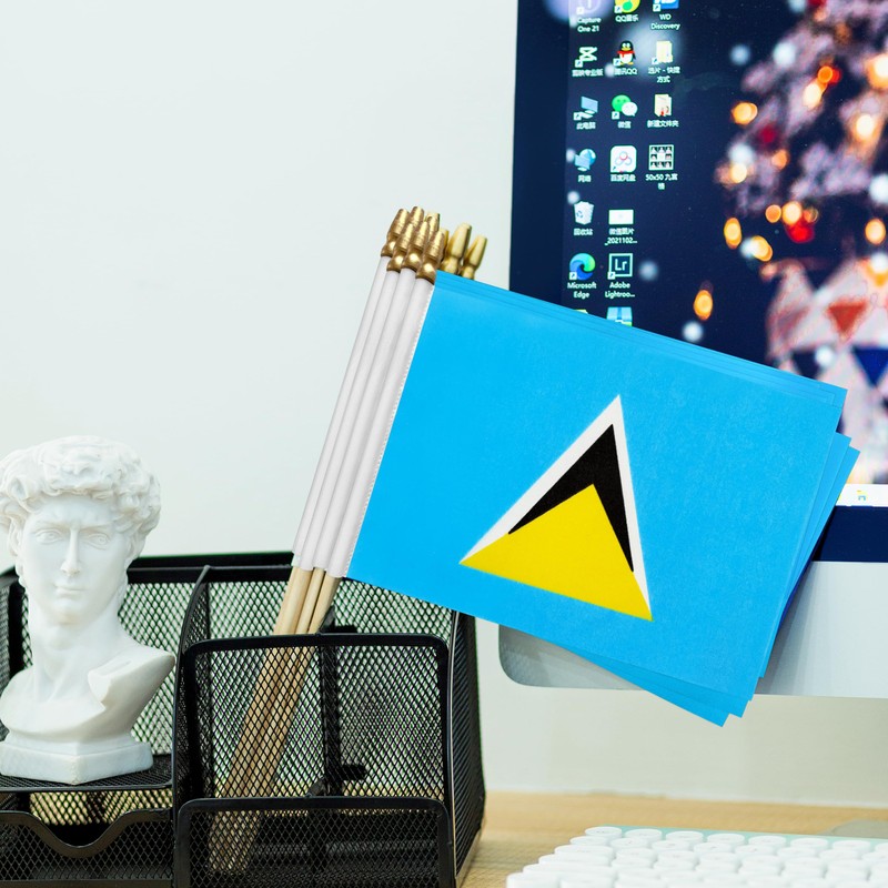 TSMD Saint Lucia Stick Flag Saint Lucian Small Mini Hand