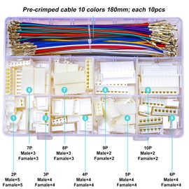 Kidisoii JST Connector Kit 3.96mm Pitch JST-VH 3.96 Male Female Connector with Premium 20AWG Pre-Crimped Cables,VH 3.96mm Connector 2/3/4/5/6/7/8/9/10 Pin Male Female Housing (VH-MF-Kit)