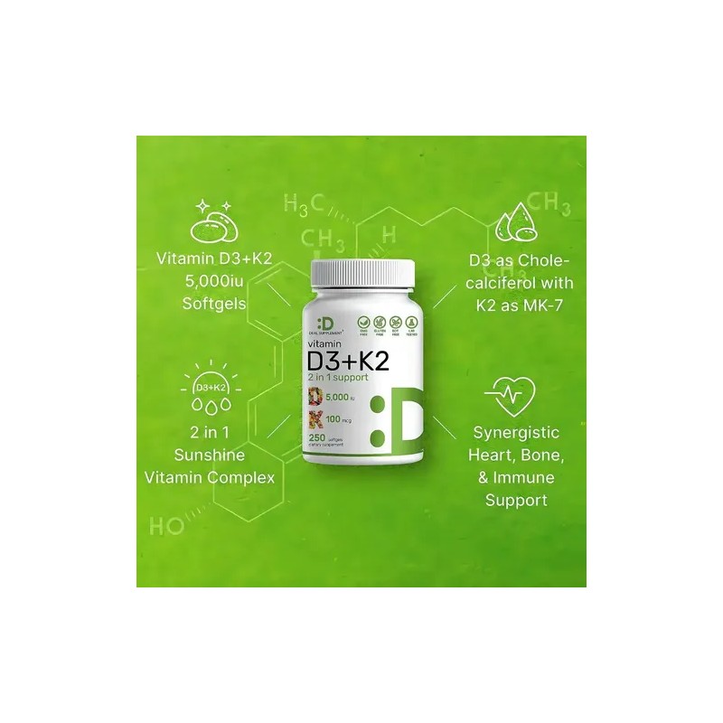 Deal Vitamina D3 5000 Iu + K2 100 Mcg 500