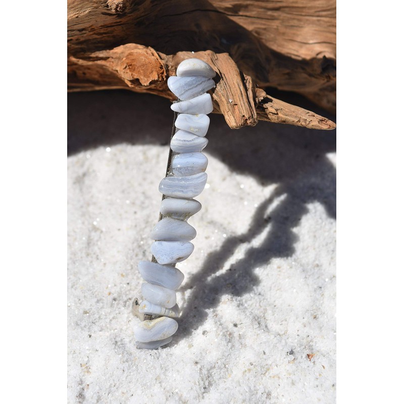 Blue Lace Agate Stone French Barrette Hair Clip 4" or