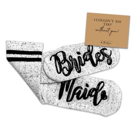 BachpartyGifts Bridal Sock Gift, Bride Bridesmaid Maid of Honor Matron of Honor Gifts.(Brides Maid, White)