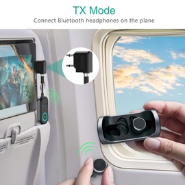 ORIA Bluetooth Aux Adapter, 2 in 1 Klinke Bluetooth 5.3 Empfänger Transmitter, Audioempfänger mit Duale Verbindung, CVC-Rauschunterdrückung, Typ-C Aufladung Audio Adapter für Flugzeug, TV, Kopfhörer