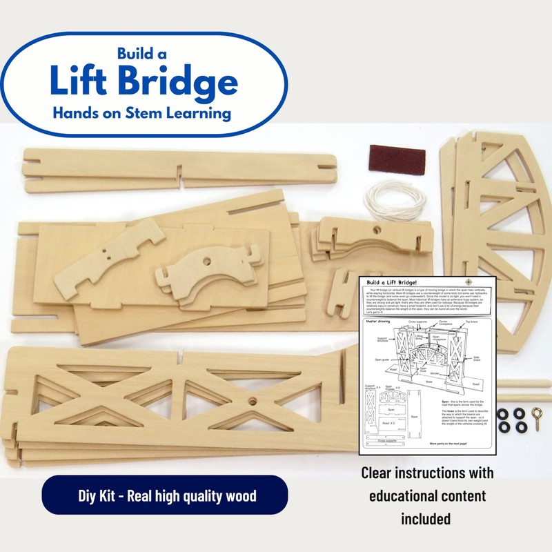 Pathfinders STEM Kit – Bridge Building Kit | Wooden Mechanical