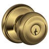 Schlage Georgian Antique Brass Steel Entry Lockset ANSI Grade 2
