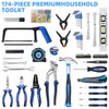 URASISTO 174-Piece Premium Tool Kit, Household Repairing Tool Set with