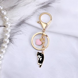 Mifoneix Cute Black Cat Keychain Fun Cartoon Kitten Cute Aesthetics Key Ring for Animal Cat Lovers Mother'S Day Gift Key Chain Girl Lady Birthday Anniversary Holiday Gift
