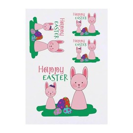 4 x 'Happy Easter' Temporary Tattoos - Water Resistant, Skin-Safe, Non-Toxic Transfers, Mixed Sizes (TO00070636)