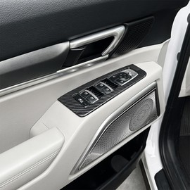 4PCS Car Window Switch Panel Cover Side Door Lock Lift Control Button Frame Panel, Lift Door Panel Frame Cover, Compatible with Kia Telluride 2020-2024 Accessories (Carbon Fiber Pattern)