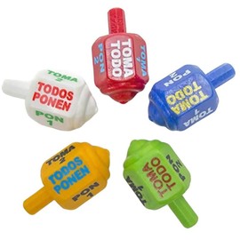 MexART Classic Mexican Pirinola Toma Todo Solid Plastic Piece 5 Multicolors Pack | Pirinola de Plastico Solida (5 Pack) - Color: Multicolor DRINK set